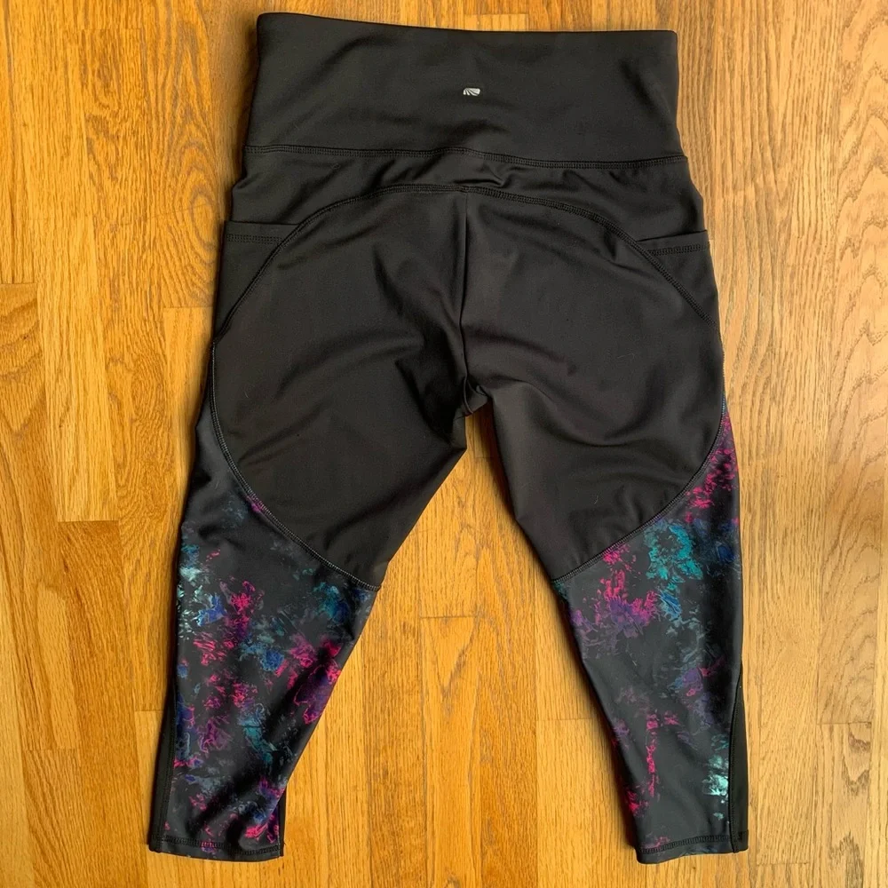 Marika mesh crystal Dye Yoga Capris mckenna black purple pink - Picture 3 of 10